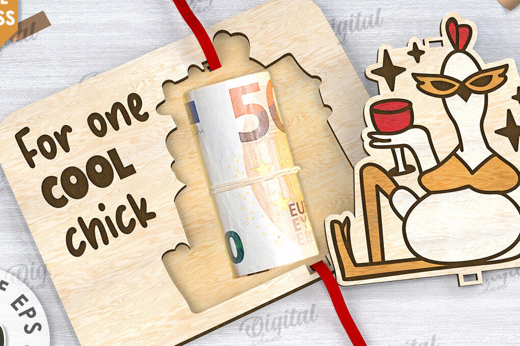 Intra απο ξύλο plywood 3mm-4mm πάχος - Cute Chicken Money Holder Cut Laser Δίασταση 30x20 cm INTRAFABR-108959455