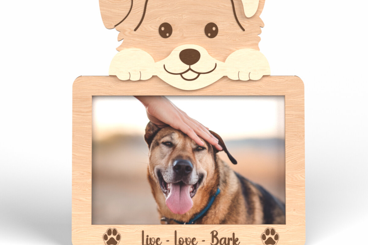 Σετ των 2 Intra απο ξύλο plywood 3mm-4mm πάχος - Κορνίζα φωτογραφιών με χαριτωμένο κεφάλι σκύλου  Δίασταση 20x25 cm INTRAFABR-117292814