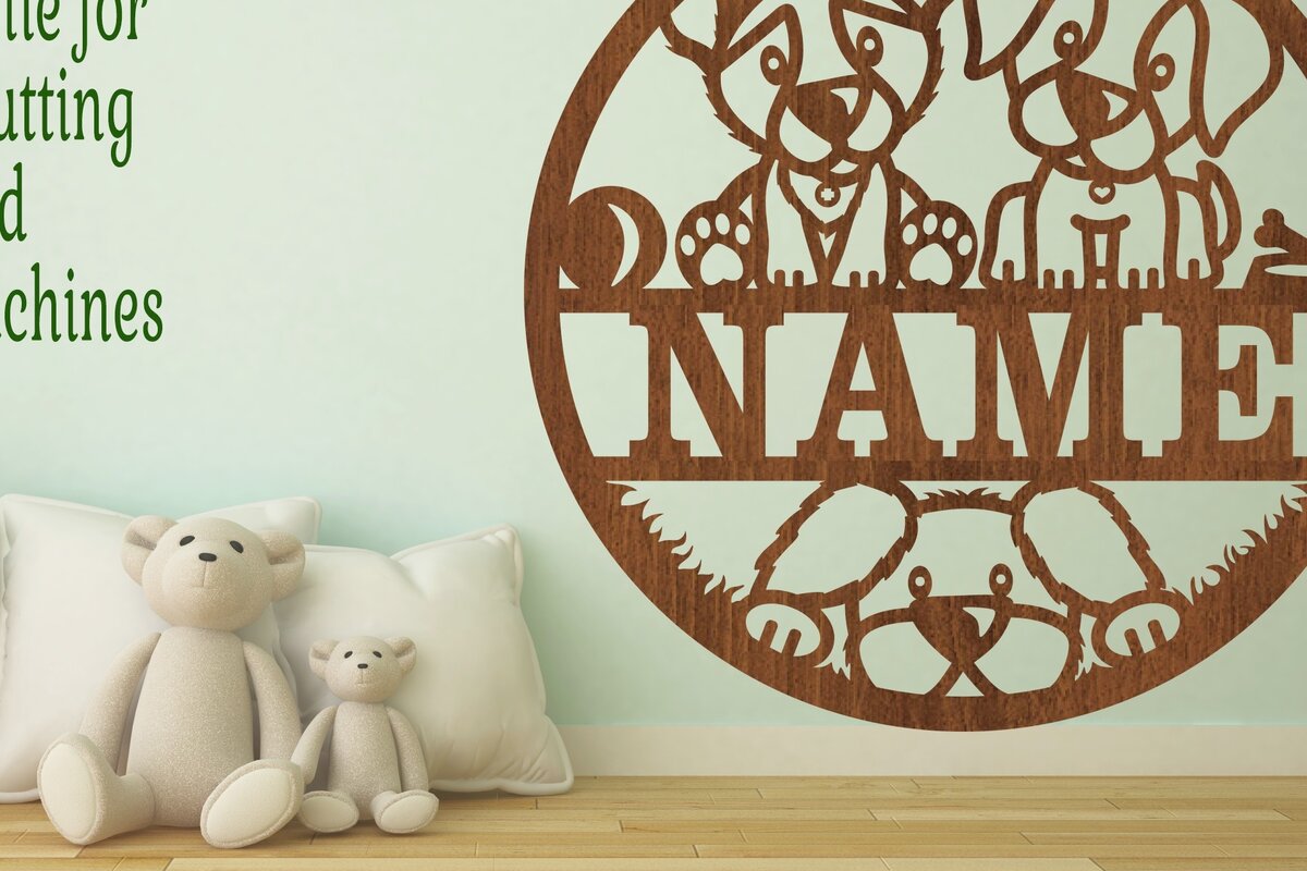Intra απο ξύλο plywood 3mm-4mm πάχος - Cute Dog Name Sin  Laser Cut Δίασταση 30x20 cm INTRAFABR-74901370
