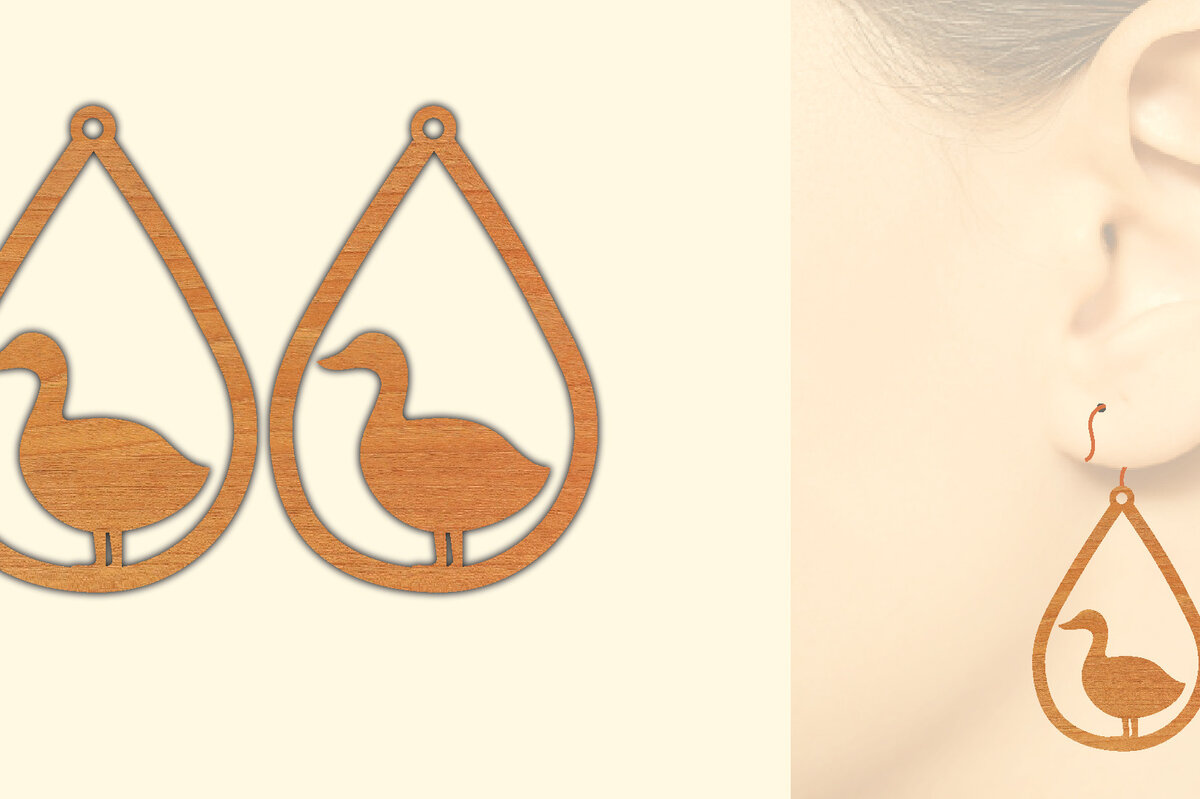 Σετ των 3 Intra απο ξύλο plywood 3mm-4mm πάχος - Cute Duck Wood Σκουλαρίκια Laser Cut  Δίασταση 3x3 cm INTRAFABR-70643647