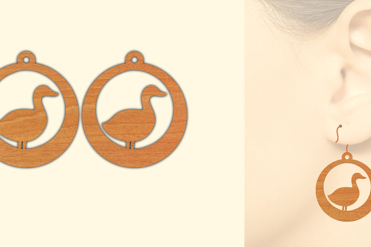 Σετ των 3 Intra απο ξύλο plywood 3mm-4mm πάχος - Cute Duck Wood Σκουλαρίκια Laser Cut  Δίασταση 3x3 cm INTRAFABR-70643550