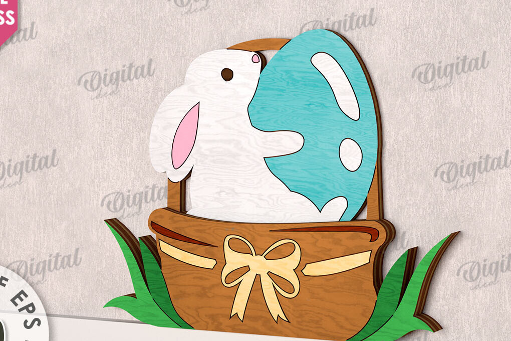 Σετ των 2 Intra απο ξύλο plywood 3mm-4mm πάχος - Χαριτωμένο πασχαλινό ντεκόρ τοίχου με λέιζερ Δίασταση 15x15 cm INTRAFABR-115899671