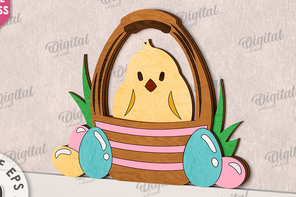 Σετ των 2 Intra απο ξύλο plywood 3mm-4mm πάχος - Χαριτωμένο πασχαλινό ντεκόρ τοίχου με λέιζερ Δίασταση 15x15 cm INTRAFABR-115898109