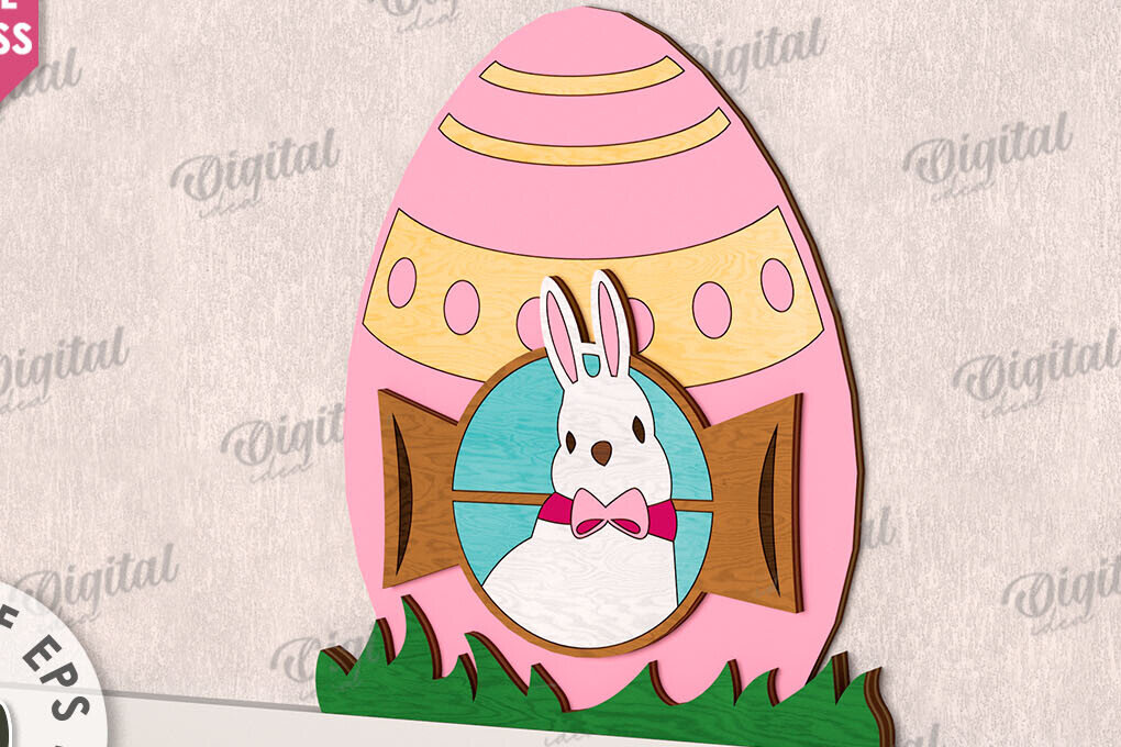 Σετ των 3 Intra απο ξύλο plywood 3mm-4mm πάχος - Χαριτωμένο πασχαλινό ντεκόρ τοίχου με λέιζερ Δίασταση 15x15 cm INTRAFABR-115898173