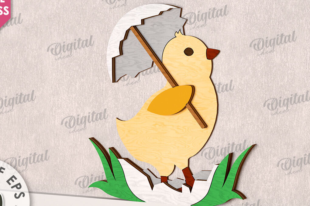 Σετ των 2 Intra απο ξύλο plywood 3mm-4mm πάχος - Χαριτωμένο πασχαλινό ντεκόρ τοίχου με λέιζερ Δίασταση 15x15 cm INTRAFABR-115898227