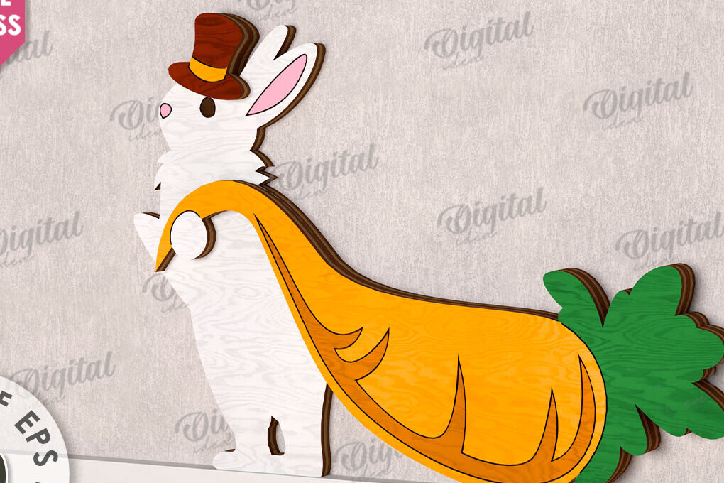 Σετ των 2 Intra απο ξύλο plywood 3mm-4mm πάχος - Χαριτωμένο πασχαλινό ντεκόρ τοίχου με λέιζερ Δίασταση 15x15 cm INTRAFABR-115899540