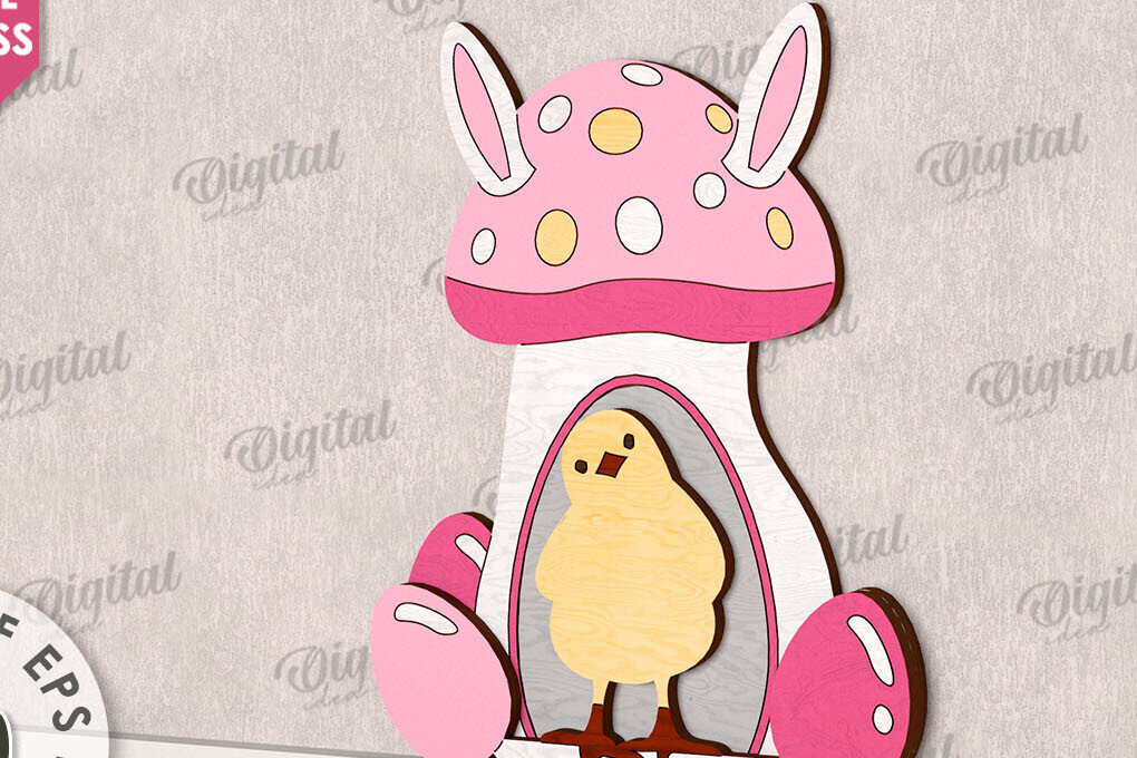 Σετ των 2 Intra απο ξύλο plywood 3mm-4mm πάχος - Χαριτωμένο πασχαλινό ντεκόρ τοίχου με λέιζερ Δίασταση 15x15 cm INTRAFABR-115899567