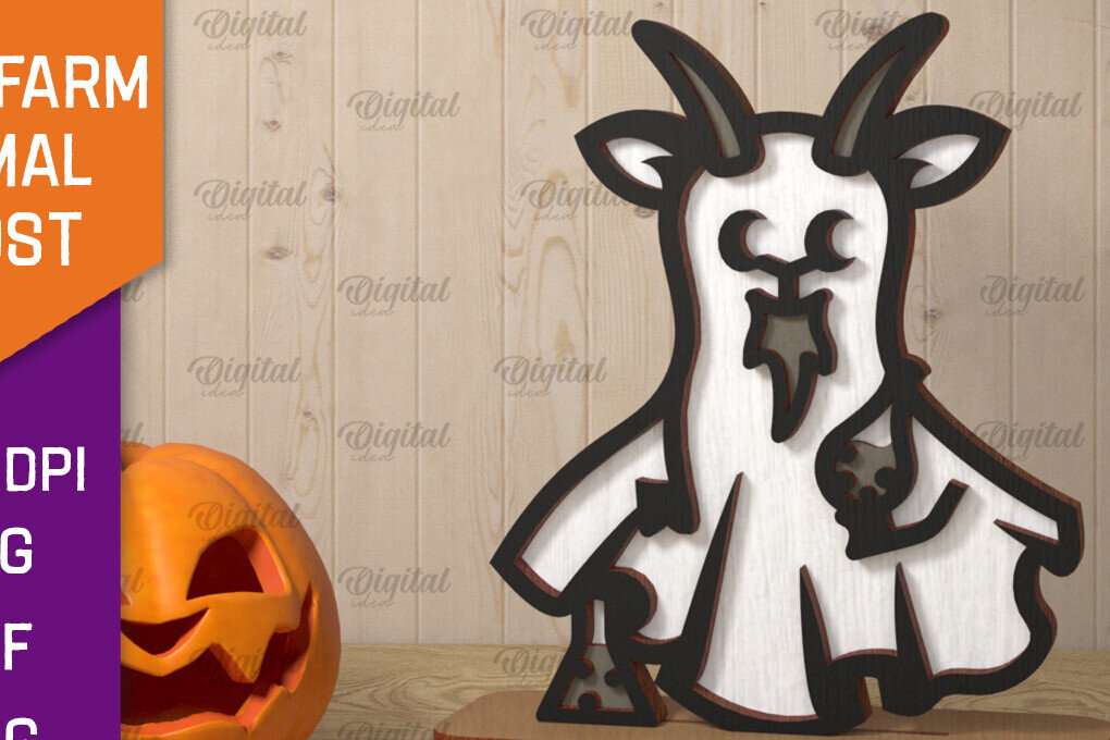 Intra απο ξύλο plywood 3mm-4mm πάχος - Cute Farm Animal Ghost Laser Cut Δίασταση 30x20 cm INTRAFABR-106946202