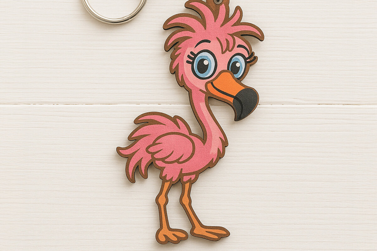 Σετ των 3 Intra απο ξύλο plywood 3mm-4mm πάχος - Cute Flamingo Keychain  Laser Cut Δίασταση 4x4 cm INTRAFABR-122092695
