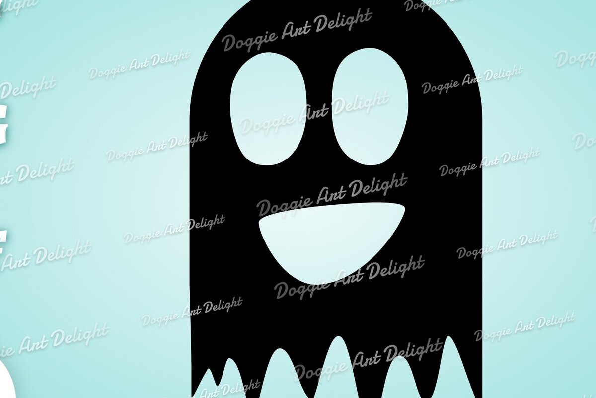 Σετ των 2 Intra απο ξύλο plywood 3mm-4mm πάχος - Cute Ghost  Clipart Halloween Cut Δίασταση 15x15 cm INTRAFABR-78710392
