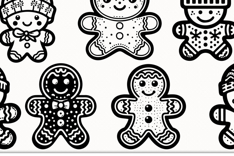 Σετ των 3 Intra απο ξύλο plywood 3mm-4mm πάχος - Χαριτωμένο Gingerbread  Bundle DXF, PNG Δίασταση 4x4 cm INTRAFABR-86058452