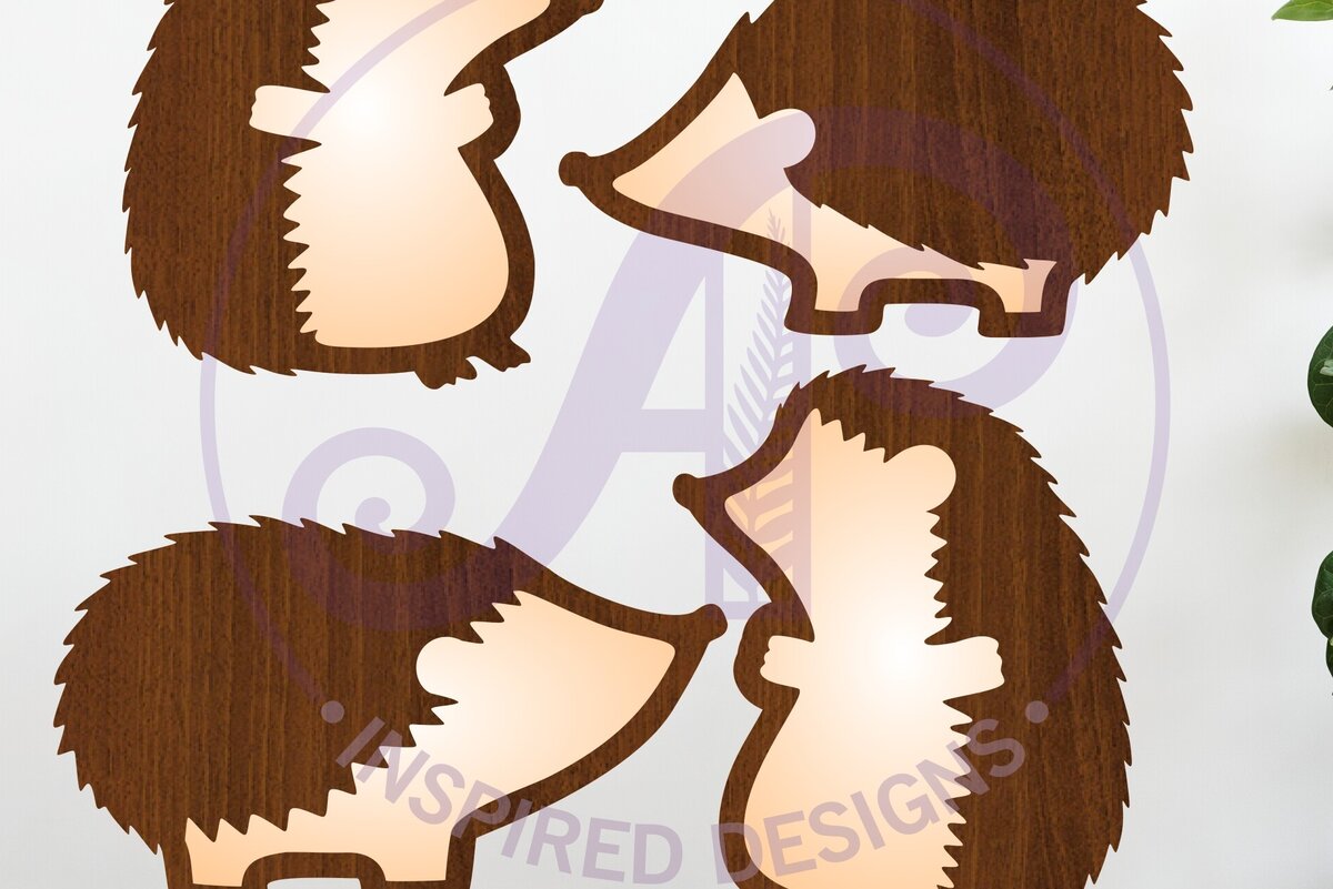 Intra απο ξύλο plywood 3mm-4mm πάχος - Cute Hedgehogs,  Laser Cut File Δίασταση 30x20 cm INTRAFABR-118111950