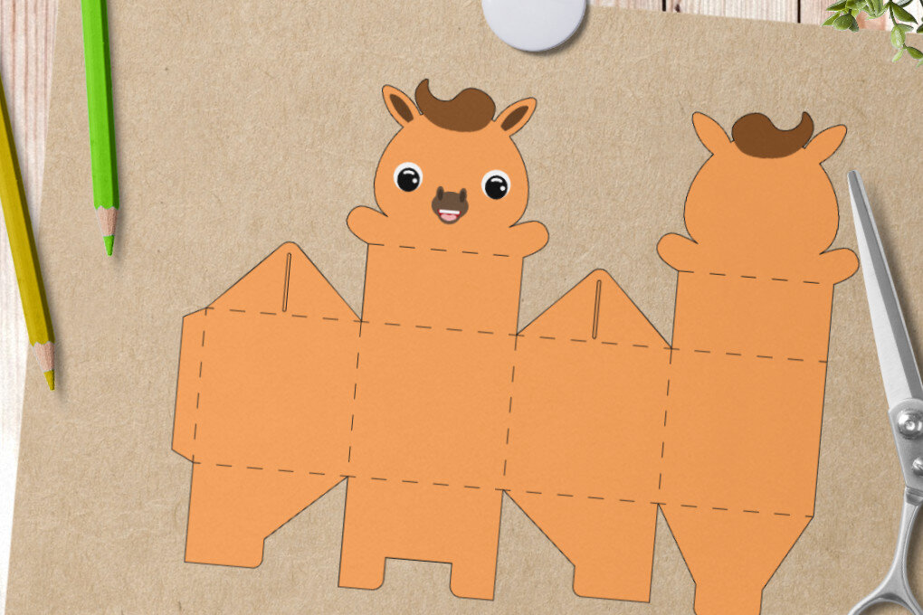 Σετ των 2 Intra απο ξύλο plywood 3mm-4mm πάχος - Χαριτωμένο κουτί δώρου αλόγων Δίασταση 20x20 cm INTRAFABR-25069630