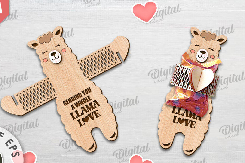 Intra απο ξύλο plywood 3mm-4mm πάχος - Cute Lama Candy Holder Cut Laser Δίασταση 30x20 cm INTRAFABR-115694857