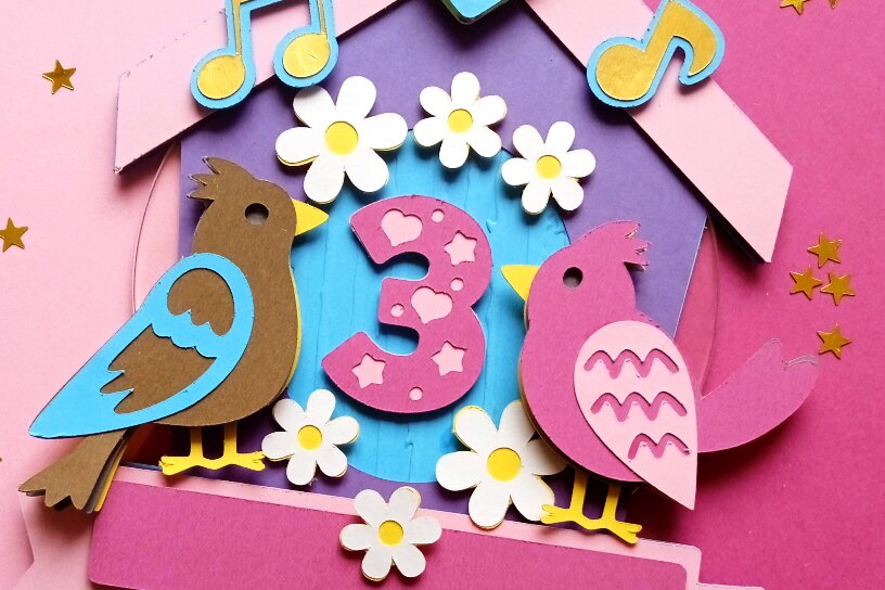 Σετ των 2 Intra απο ξύλο plywood 3mm-4mm πάχος - Cute Little Birds Cake Topper Δίασταση 20x20 cm INTRAFABR-92558542