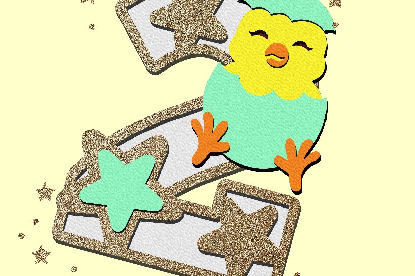 Intra απο ξύλο plywood 3mm-4mm πάχος - Cute Little Chick Numbers 3D  Δίασταση 20x20 cm INTRAFABR-90670485