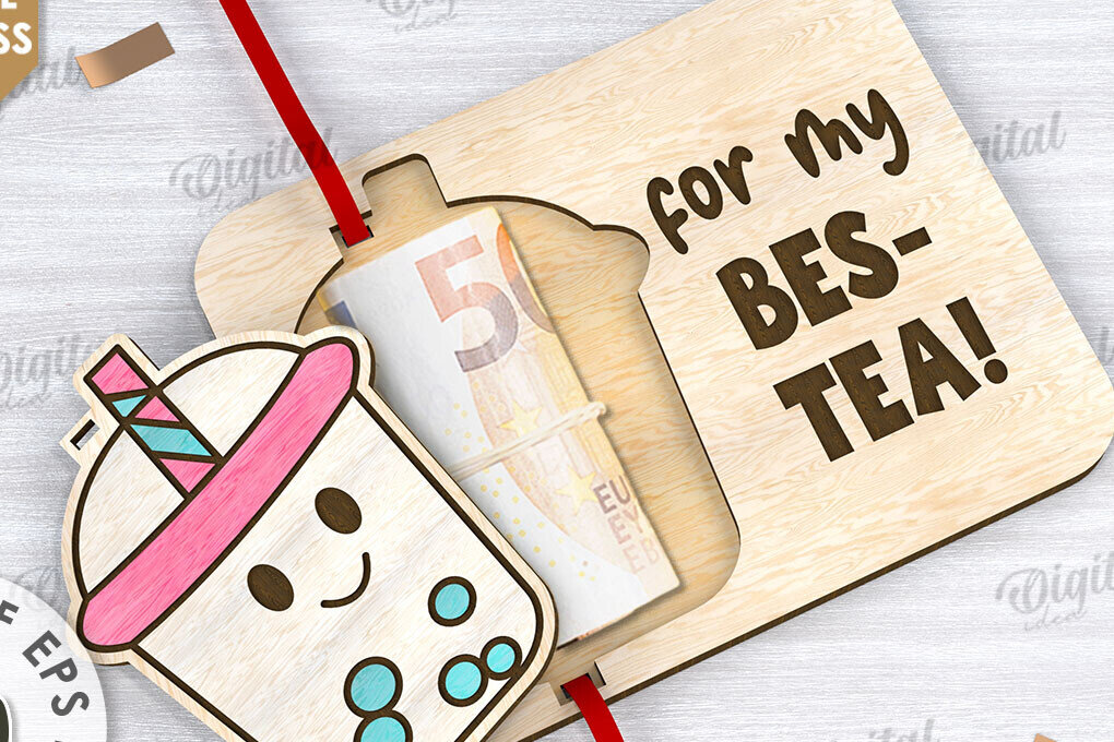 Intra απο ξύλο plywood 3mm-4mm πάχος - Cute Money Holder Σχέδιο κοπής με λέιζερ Δίασταση 30x20 cm INTRAFABR-108959629