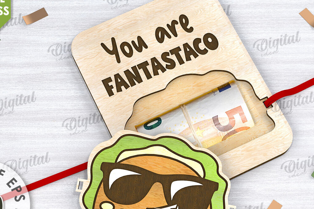 Σετ των 2 Intra απο ξύλο plywood 3mm-4mm πάχος - Cute Money Holder Σχέδιο κοπής με λέιζερ Δίασταση 30x20 cm INTRAFABR-108959518