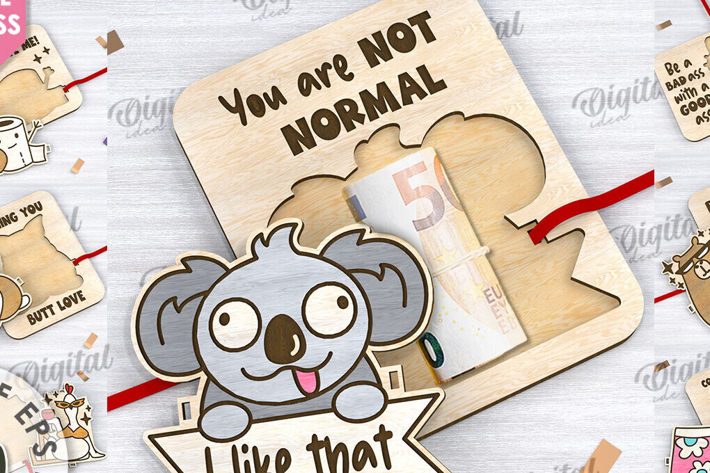 Intra απο ξύλο plywood 3mm-4mm πάχος - Πακέτο κοπής λέιζερ Cute Money Holders Δίασταση 30x20 cm INTRAFABR-108960415