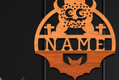 Intra απο ξύλο plywood 3mm-4mm πάχος - Cute Monster Laser Cut Name  Δίασταση 30x20 cm INTRAFABR-99061869