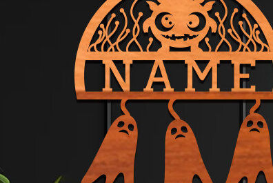 Σετ των 2 Intra απο ξύλο plywood 3mm-4mm πάχος - Cute Monster Laser Cut Name  Δίασταση 30x20 cm INTRAFABR-99061923
