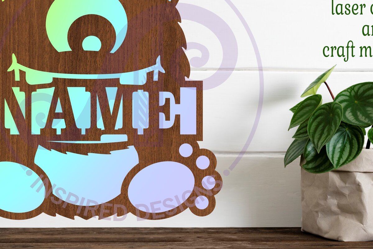 Intra απο ξύλο plywood 3mm-4mm πάχος - Cute Monster Name Design Sign 2 Δίασταση 30x20 cm INTRAFABR-98012837