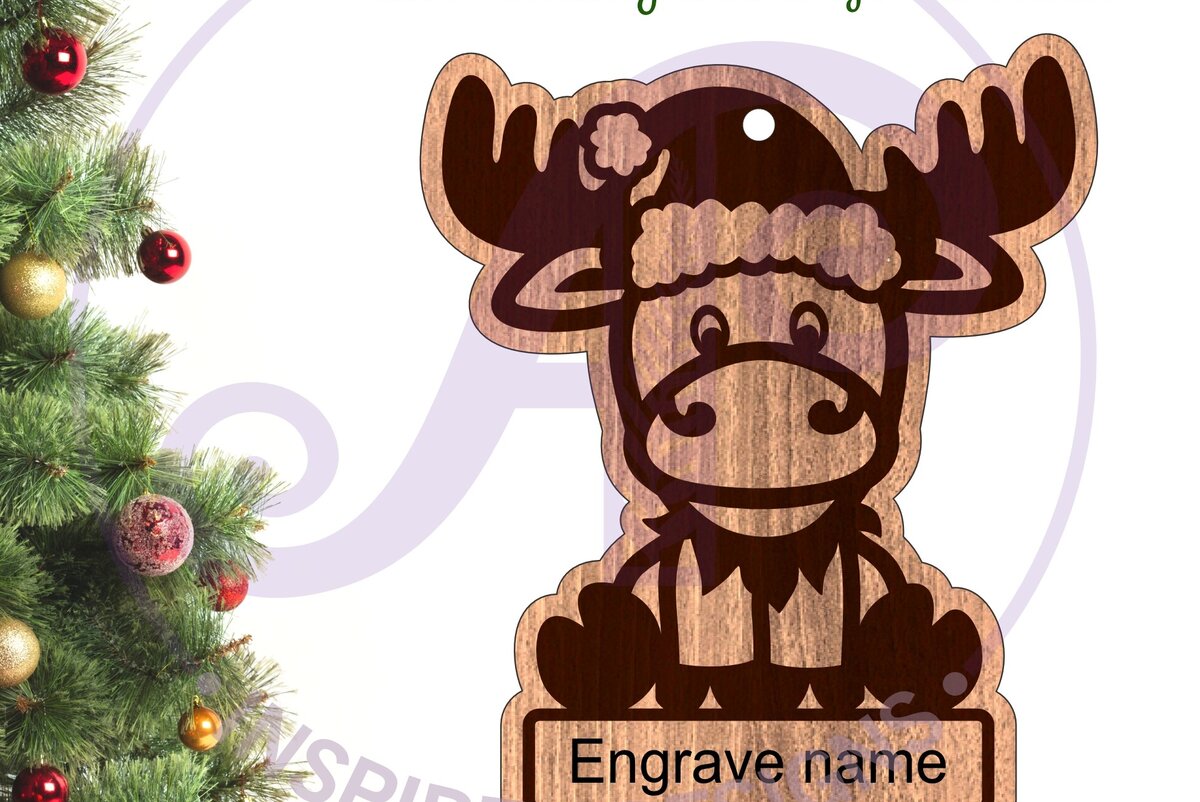 Σετ των 3 Intra απο ξύλο plywood 3mm-4mm πάχος - Χαριτωμένο χριστουγεννιάτικο στολίδι άλκες  Laser Δίασταση 6x6 cm INTRAFABR-95323643