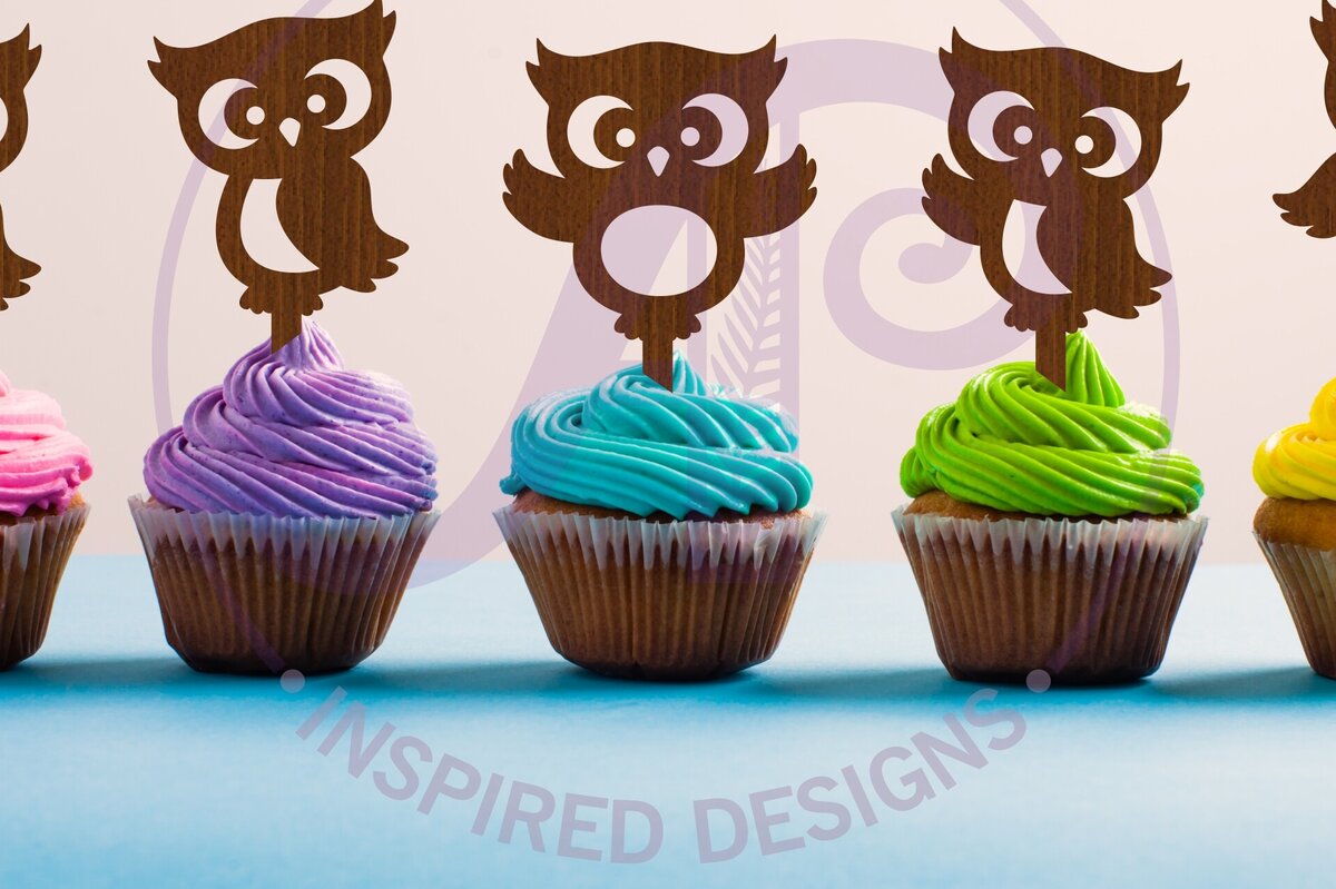 Intra απο ξύλο plywood 3mm-4mm πάχος - Cute Owl Cupcake Topper  Laser Δίασταση 30x20 cm INTRAFABR-120932938