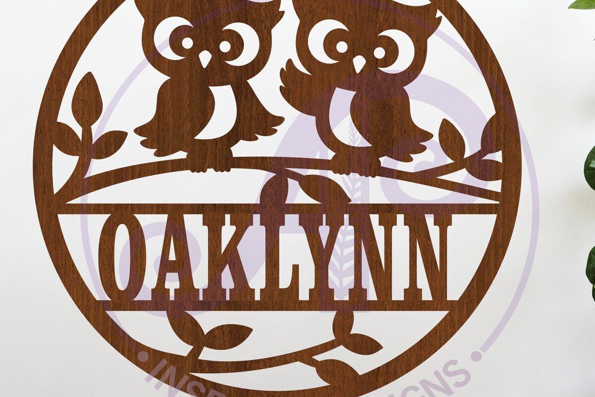 Intra απο ξύλο plywood 3mm-4mm πάχος - Cute Owls Όνομα τοίχου Τέχνη με λέιζερ κομμένο σημάδι Δίασταση 40x50 cm INTRAFABR-122775106