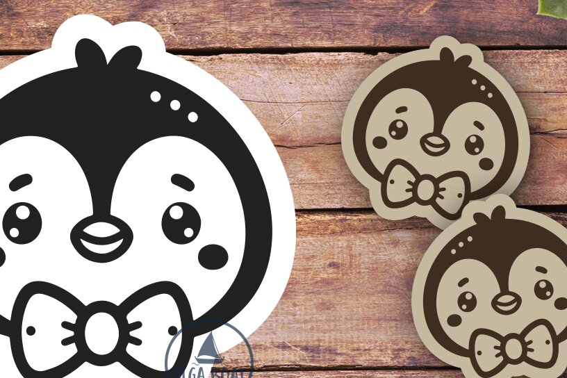 Σετ των 3 Intra απο ξύλο plywood 3mm-4mm πάχος - Χαριτωμένο λέιζερ με σκουλαρίκια πιγκουίνου Δίασταση 3x3 cm INTRAFABR-119854044