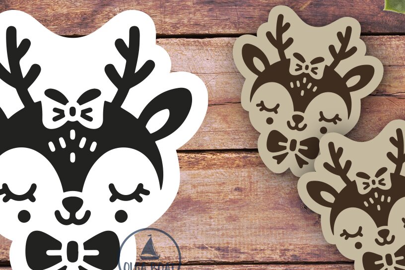 Σετ των 3 Intra απο ξύλο plywood 3mm-4mm πάχος - Χαριτωμένα σκουλαρίκια από τάρανδο | Laser χαρακτικής Δίασταση 3x3 cm INTRAFABR-119767684