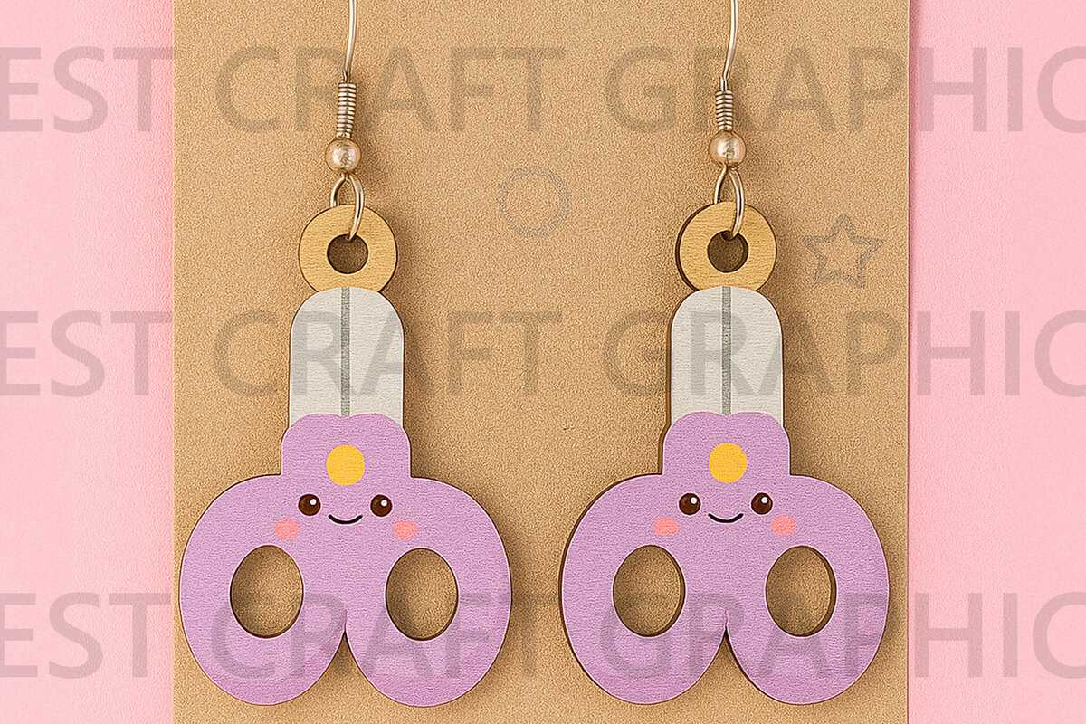 Σετ των 3 Intra απο ξύλο plywood 3mm-4mm πάχος - Cute Scissors Earrings – Classroom  Δίασταση 3x3 cm INTRAFABR-124956735
