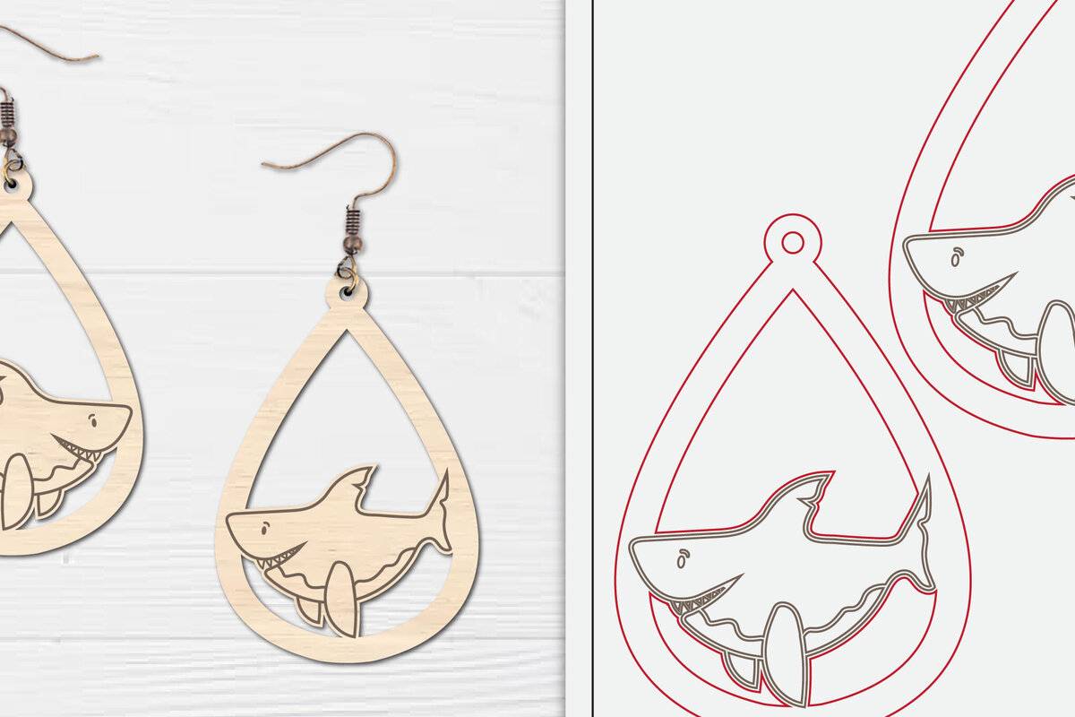 Σετ των 3 Intra απο ξύλο plywood 3mm-4mm πάχος - Χαριτωμένα θαλάσσια σκουλαρίκια με λέιζερ  Δίασταση 3x3 cm INTRAFABR-98856752