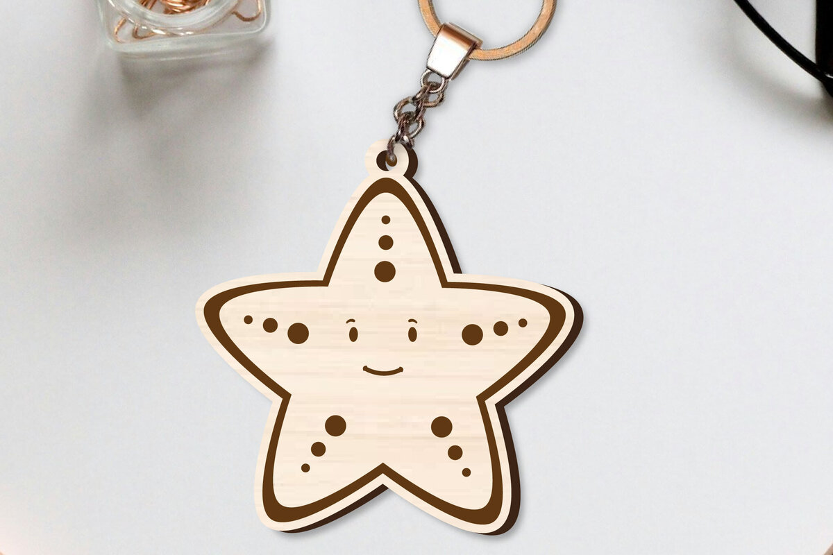 Σετ των 3 Intra απο ξύλο plywood 3mm-4mm πάχος - Χαριτωμένο θαλάσσιο μπρελόκ  Δίασταση 4x4 cm INTRAFABR-96260295