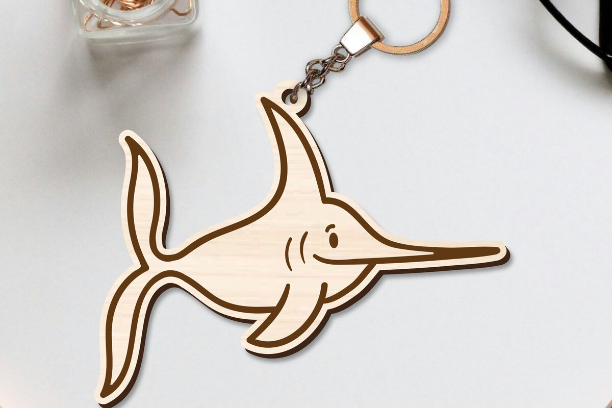 Σετ των 3 Intra απο ξύλο plywood 3mm-4mm πάχος - Χαριτωμένο θαλάσσιο μπρελόκ  Δίασταση 4x4 cm INTRAFABR-96259803