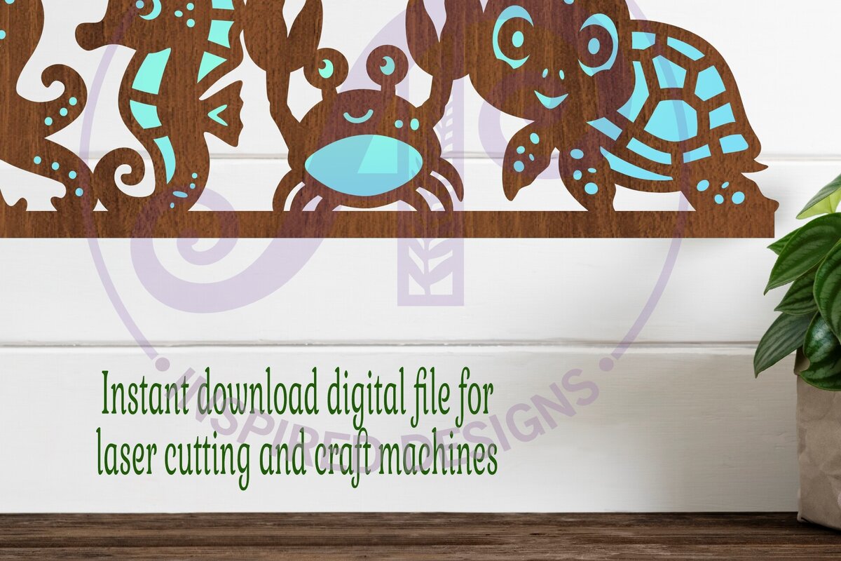 Intra απο ξύλο plywood 3mm-4mm πάχος - Χαριτωμένο θαλάσσιο ζώο τέχνης τοίχου,  . Δίασταση 40x50 cm INTRAFABR-102343146