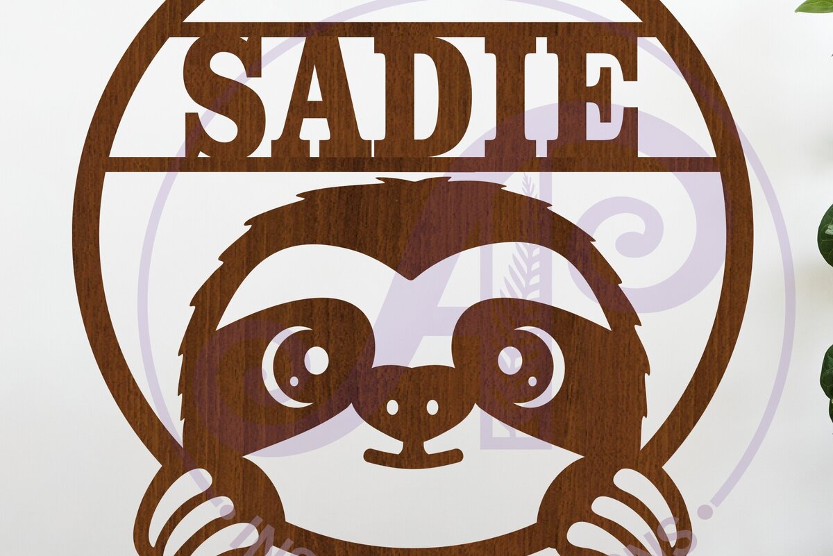 Intra απο ξύλο plywood 3mm-4mm πάχος - Cute Sloth Name Wall Art Sign,   Δίασταση 40x50 cm INTRAFABR-118985507