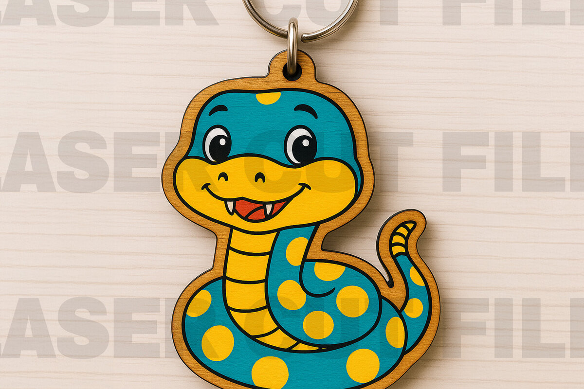 Σετ των 3 Intra απο ξύλο plywood 3mm-4mm πάχος -   Keychain Cute Snake Δίασταση 4x4 cm INTRAFABR-122045979