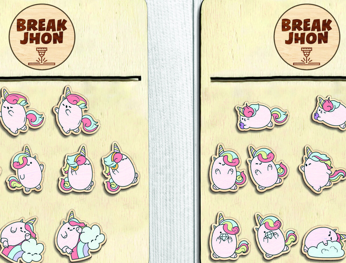 Σετ των 3 Intra απο ξύλο plywood 3mm-4mm πάχος - Χαριτωμένο σκουλαρίκι Unicorn Stud -Break Jhon Δίασταση 3x3 cm INTRAFABR-94854880