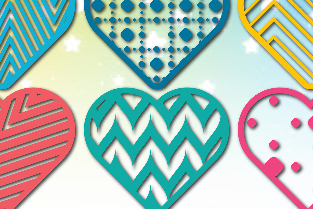 Σετ των 2 Intra απο ξύλο plywood 3mm-4mm πάχος - Πακέτο υ Cute Valentine Heart  Cut Δίασταση 25x25 cm INTRAFABR-54066292