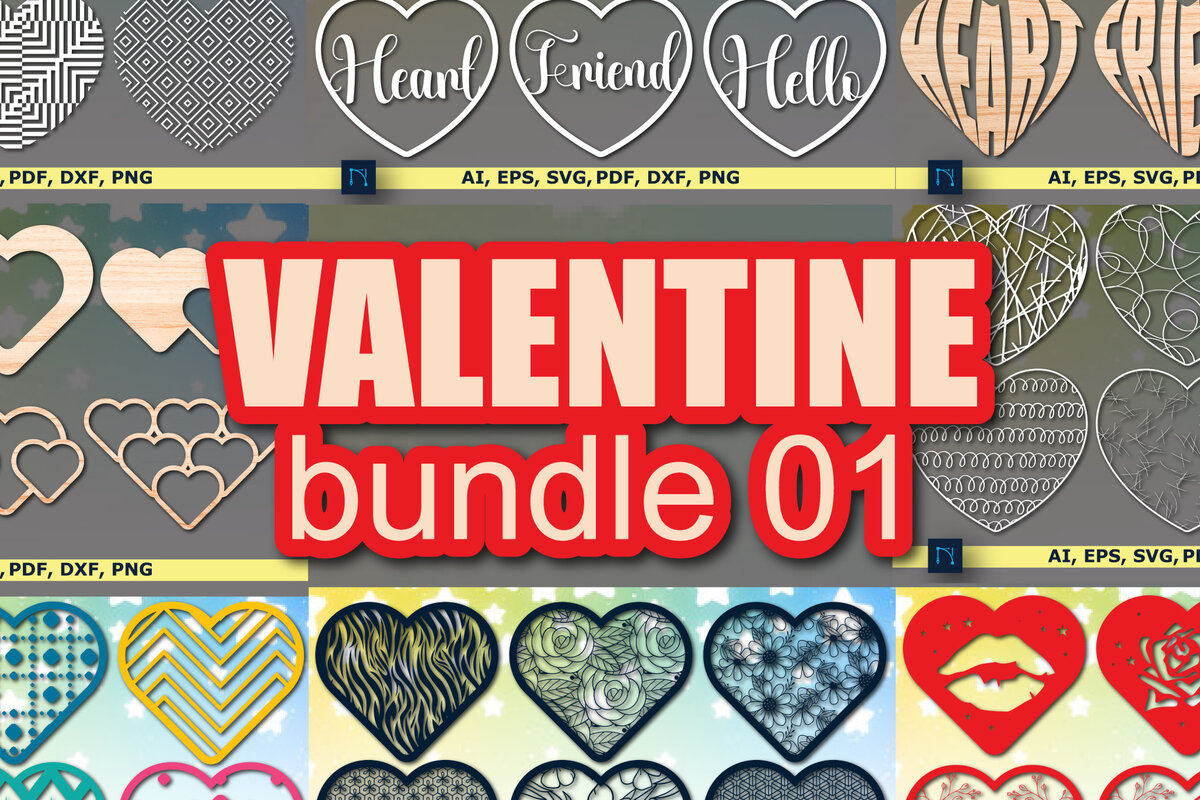 Σετ των 3 Intra απο ξύλο plywood 3mm-4mm πάχος - Πακέτο υ Cute Valentine Heart  Cut Δίασταση 25x25 cm INTRAFABR-54096351