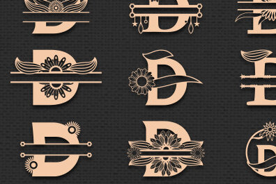 Σετ των 2 Intra απο ξύλο plywood 3mm-4mm πάχος - D Αλφάβητο μονόγραμμα γράμμα Κοπή χαρτιού Δίασταση 30x20 cm INTRAFABR-55865967