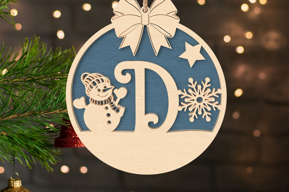 Σετ των 3 Intra απο ξύλο plywood 3mm-4mm πάχος - D Αρχικό Χριστουγεννιάτικο Στολίδι Δίασταση 6x6 cm INTRAFABR-107429581