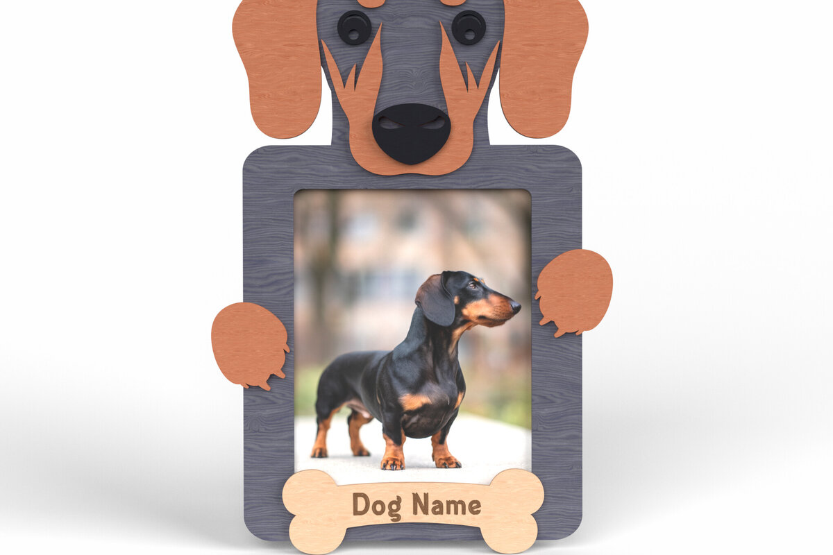 Σετ των 2 Intra απο ξύλο plywood 3mm-4mm πάχος - Κορνίζα Dachshund Dog -  Δίασταση 20x25 cm INTRAFABR-117566381