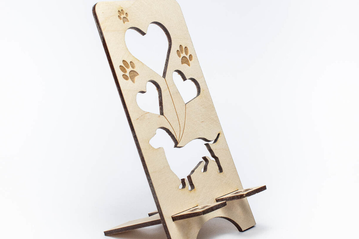 Σετ των 2 Intra απο ξύλο plywood 3mm-4mm πάχος - Τηλεφωνική βάση Dachshund Δίασταση 20x20 cm INTRAFABR-66101779