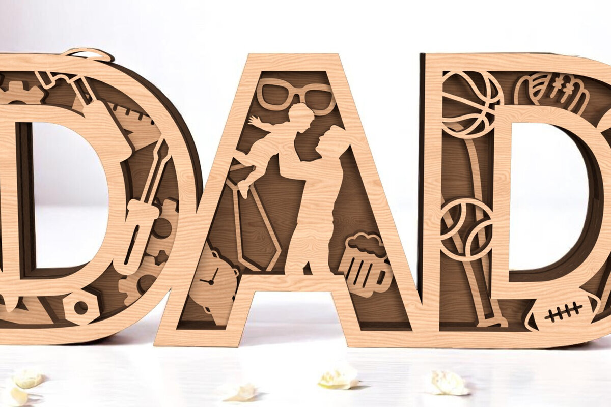 Intra απο ξύλο plywood 3mm-4mm πάχος - Dad 3D Layered Father's Day  Δίασταση 30x20 cm INTRAFABR-121728537