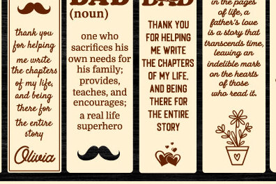 Σετ των 2 Intra απο ξύλο plywood 3mm-4mm πάχος - Πατέρας σελιδοδείκτης δέσμης κοπής με λέιζερ Δίασταση 5x20 cm INTRAFABR-97083057