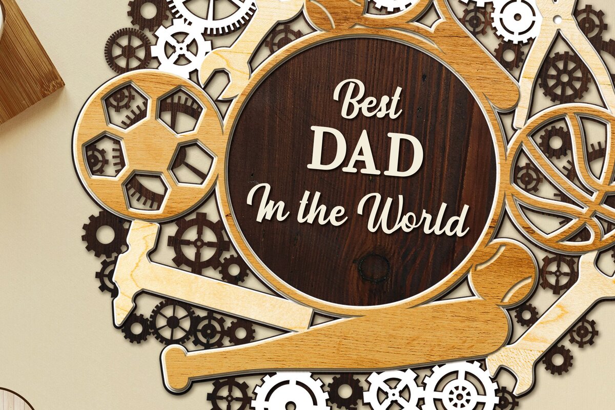 Σετ των 2 Intra απο ξύλο plywood 3mm-4mm πάχος - Dad Craft για τη γιορτή του πατέρα Δίασταση 12x12 cm INTRAFABR-35103792