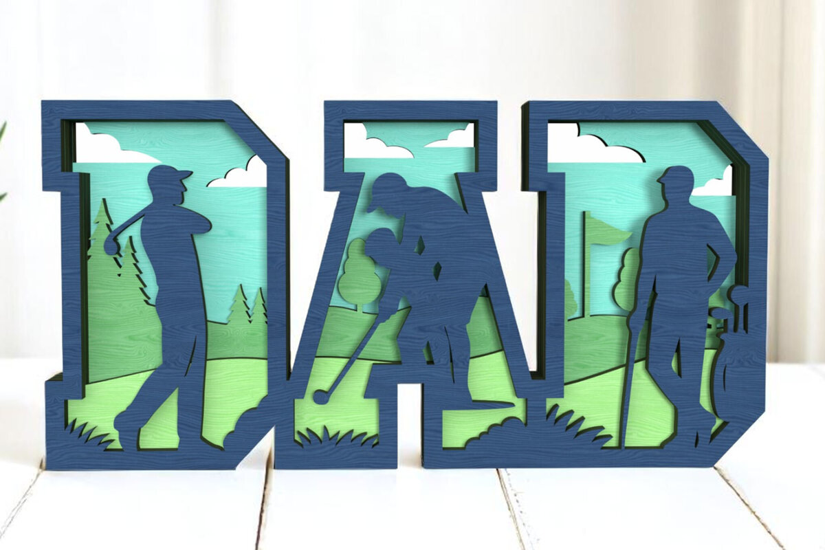 Σετ των 3 Intra απο ξύλο plywood 3mm-4mm πάχος - Μπαμπάς Σκηνή γκολφ 3D πολυεπίπεδη πινακίδα Δίασταση 6x6 cm INTRAFABR-122427269