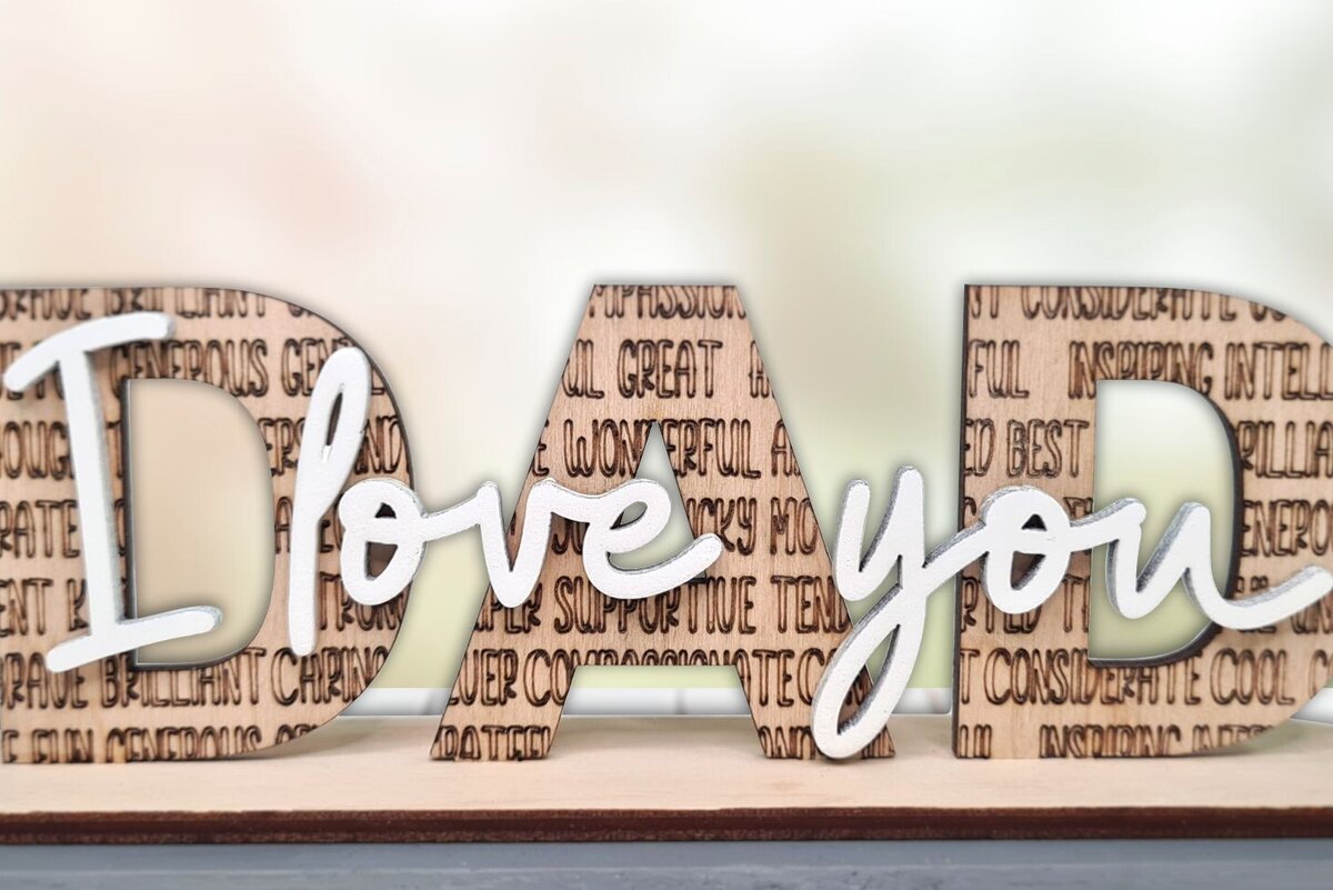 Σετ των 2 Intra απο ξύλο plywood 3mm-4mm πάχος - Μπαμπά σε αγαπώ Δίασταση 20x20 cm INTRAFABR-97078828